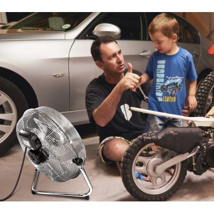 Aigostar - Ventoinha de chão 60W/230V 44,5 cm cromado brilhante