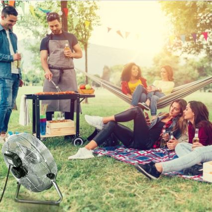 Aigostar - Ventoinha de chão 60W/230V 44,5 cm cromado brilhante