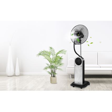 Aigostar - Ventoinha de pé com efeito de névoa 95W/230V preto/cinzento + comando