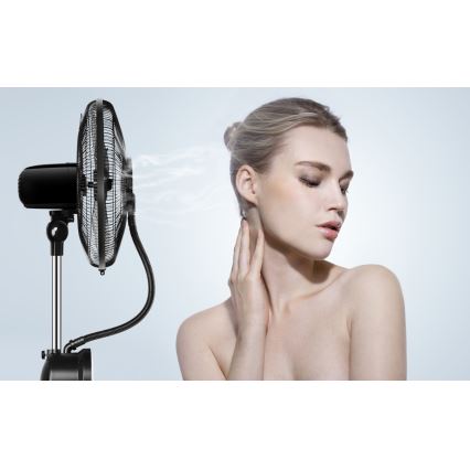 Aigostar - Ventoinha de pé com efeito de névoa 95W/230V preto/cinzento + comando