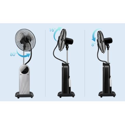 Aigostar - Ventoinha de pé com efeito de névoa 95W/230V preto/cinzento + comando