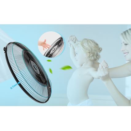 Aigostar - Ventoinha de pé com efeito de névoa 95W/230V preto/cinzento + comando
