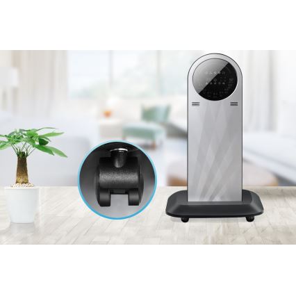 Aigostar - Ventoinha de pé com efeito de névoa 95W/230V preto/cinzento + comando