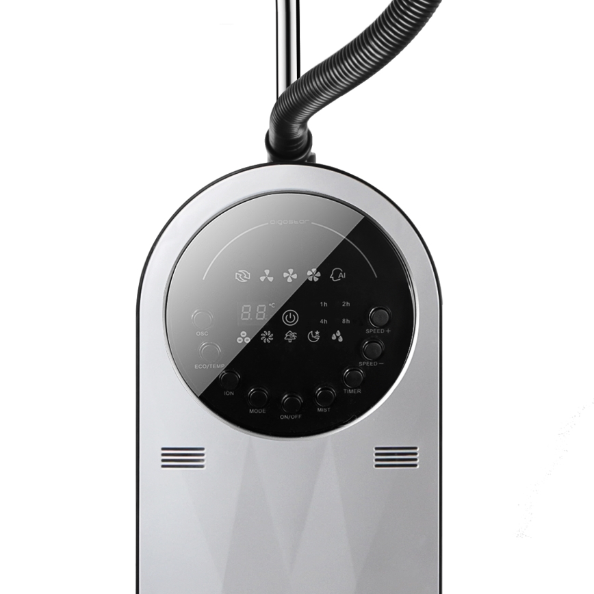 Aigostar - Ventoinha de pé com efeito de névoa 95W/230V preto/cinzento + comando