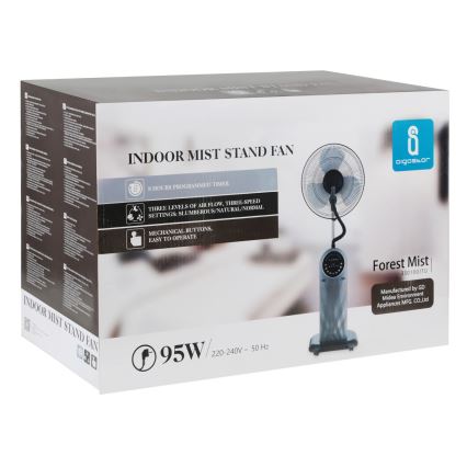 Aigostar - Ventoinha de pé com efeito de névoa 95W/230V preto/cinzento + comando
