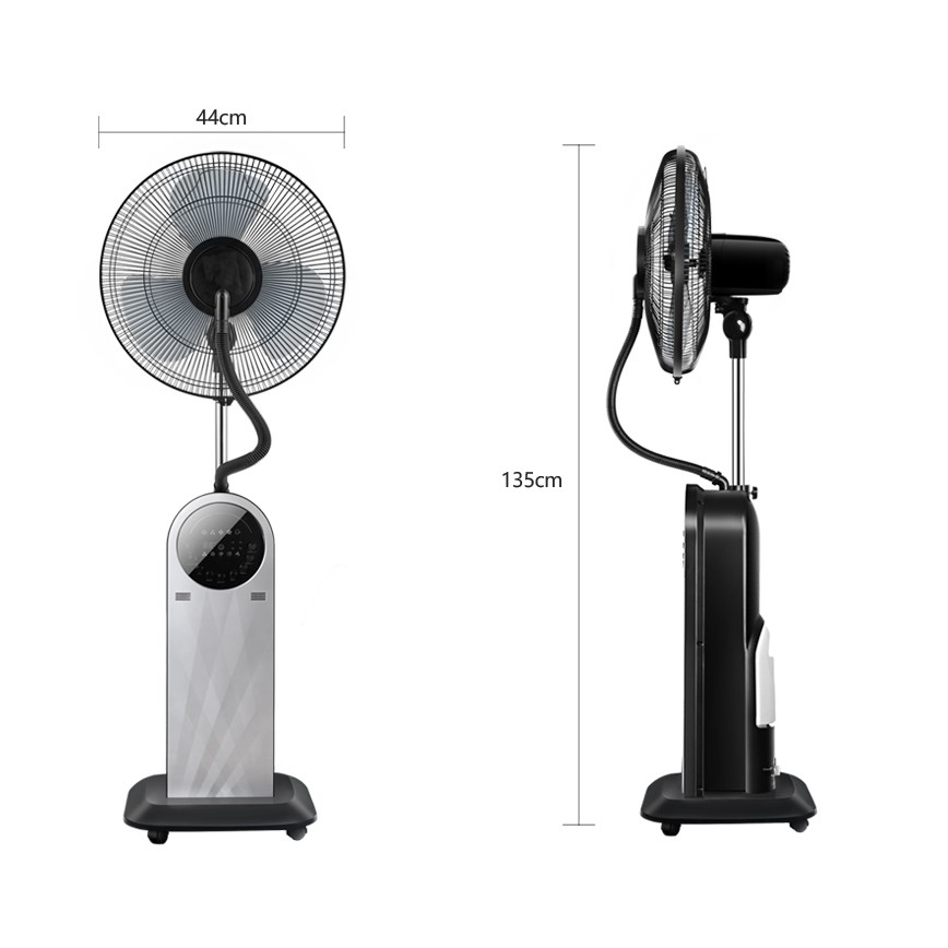 Aigostar - Ventoinha de pé com efeito de névoa 95W/230V preto/cinzento + comando