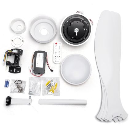 Aigostar - Ventoinha de teto LED com regulação LED/20W/230V 2700-6500K 132cm branco + comando