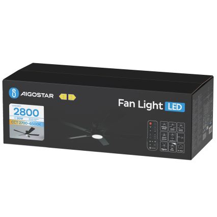 Aigostar - Ventoinha de teto LED com regulação LED/20W/230V 2700-6500K 132cm castanho + comando