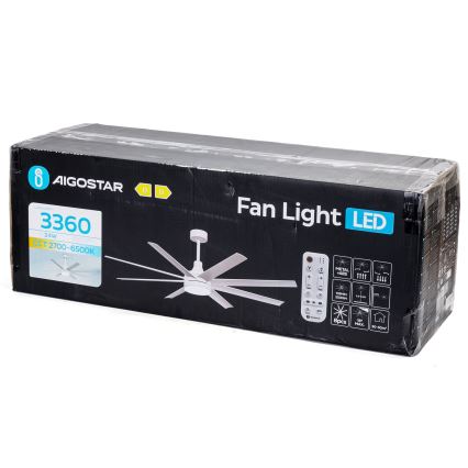 Aigostar - Ventoinha de teto LED com regulação LED/24W/230V 2700-6500K diâmetro 165 cm + comando branco