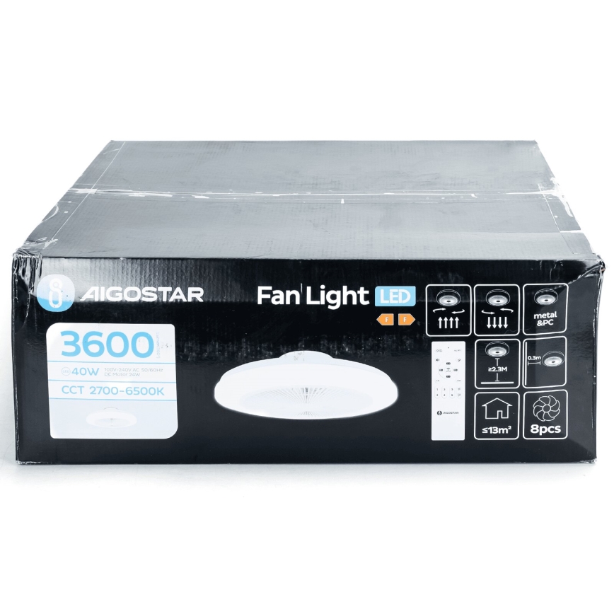 Aigostar - Ventoinha de teto LED com regulação LED/40W/230V 2700-6500K diâmetro 48 cm + comando branco