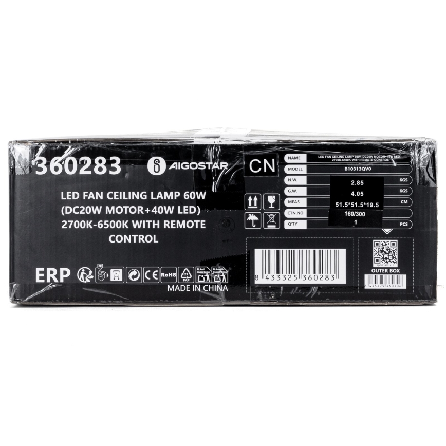 Aigostar - Ventoinha de teto LED com regulação LED/40W/230V 2700-6500K diâmetro 48 cm + comando branco