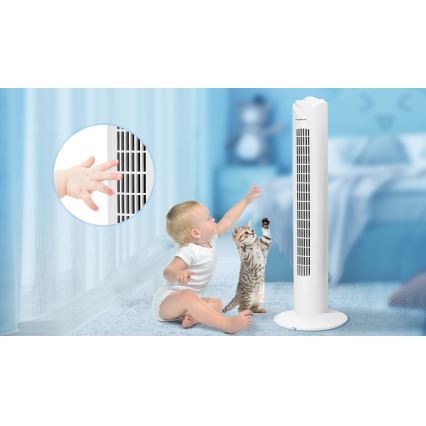 Aigostar - Ventoinha de torre 45W/230V branco