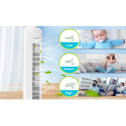 Aigostar - Ventoinha de torre 45W/230V branco