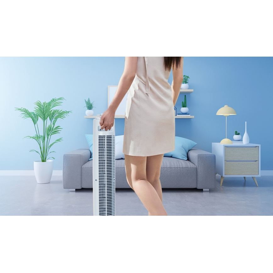 Aigostar - Ventoinha de torre 45W/230V branco