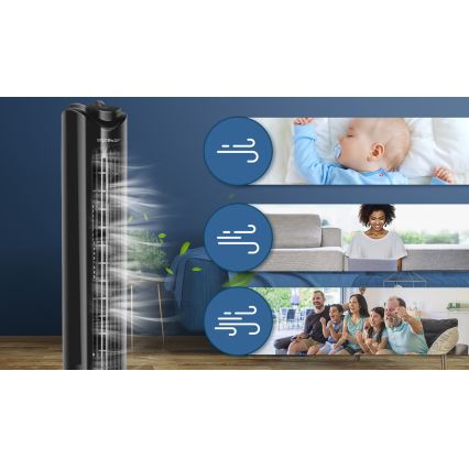 Aigostar - Ventoinha de torre 45W/230V preto