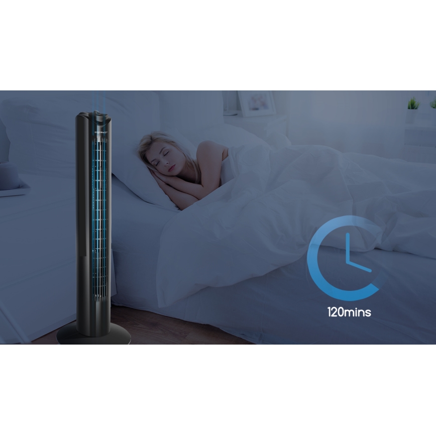 Aigostar - Ventoinha de torre 45W/230V preto
