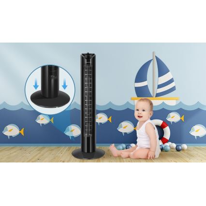 Aigostar - Ventoinha de torre 45W/230V preto