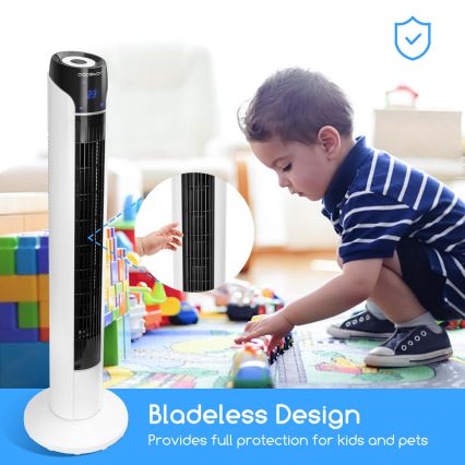 Aigostar - Ventoinha de torre 50W/230V preto/branco + comando