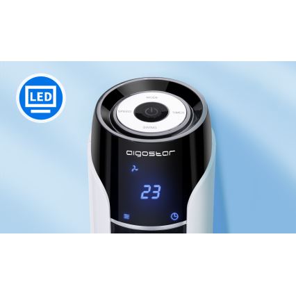 Aigostar - Ventoinha de torre 50W/230V preto/branco + comando
