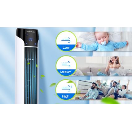 Aigostar - Ventoinha de torre 50W/230V preto/branco + comando