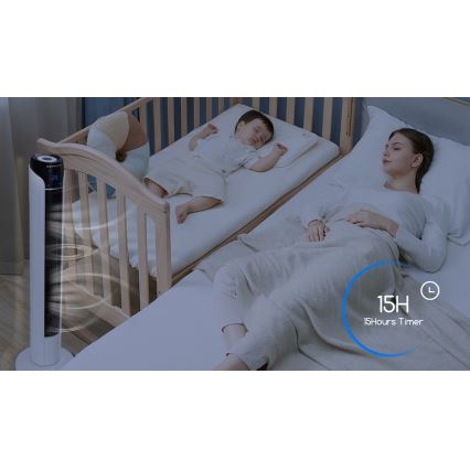 Aigostar - Ventoinha de torre 50W/230V preto/branco + comando