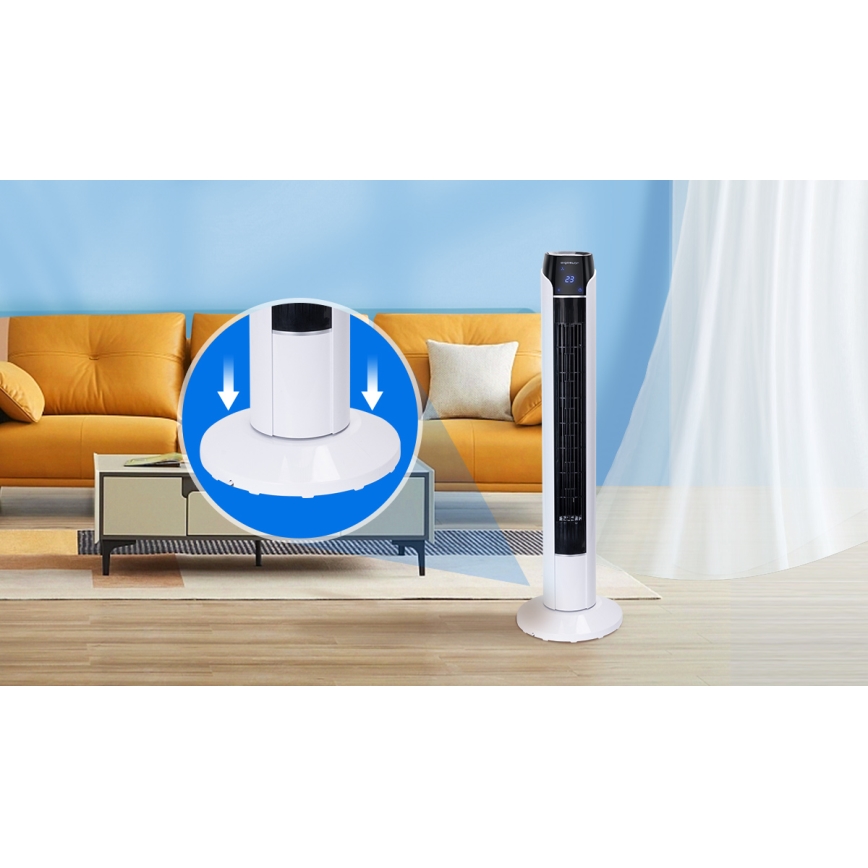 Aigostar - Ventoinha de torre 50W/230V preto/branco + comando