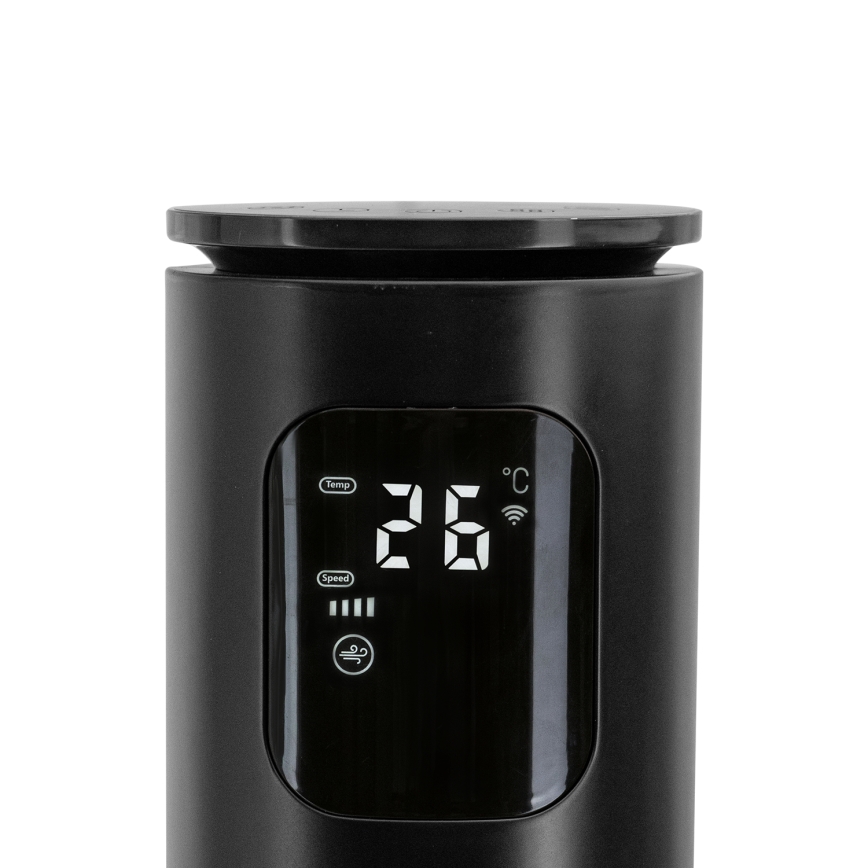 Aigostar - Ventoinha de torre 50W/230V preto Wi-Fi + comando