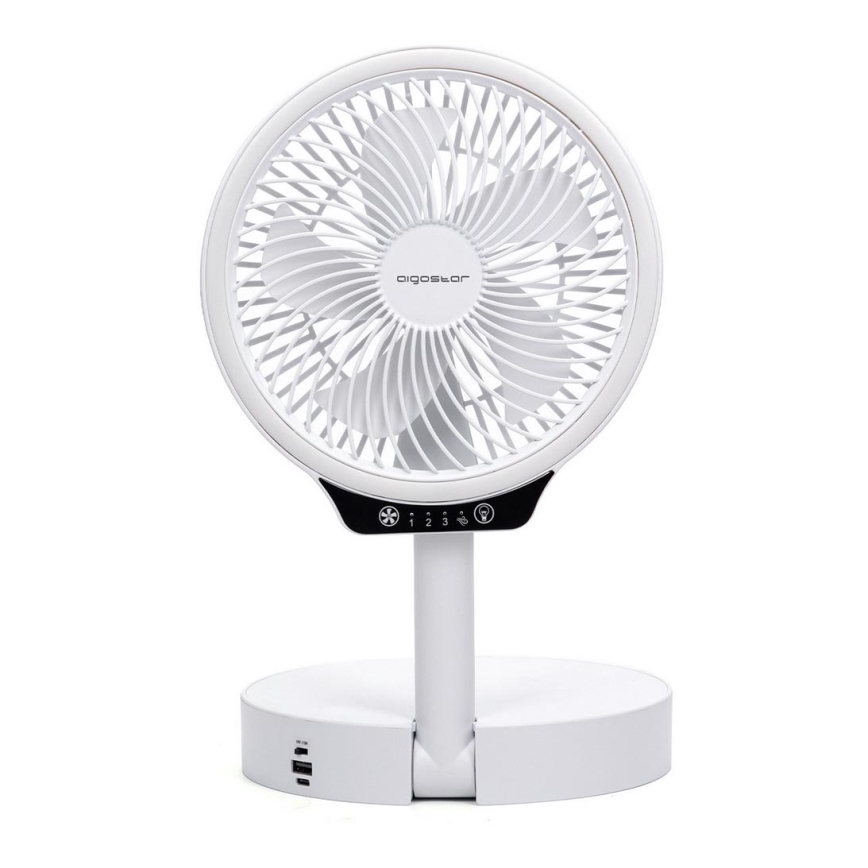 Aigostar - Ventoinha dobrável sem fios com porta USB 6,5W/5V