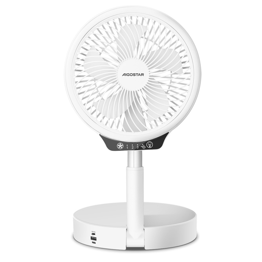 Aigostar - Ventoinha dobrável sem fios com porta USB 6,5W/5V