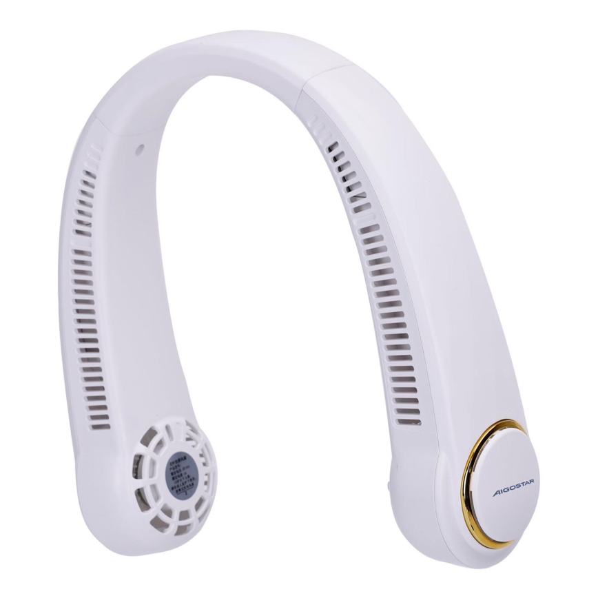 Aigostar - Ventoinha para o pescoço recarregável 4W/5V 2000mAh branco