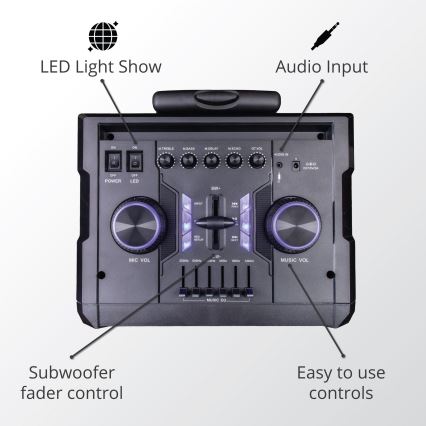 AKAI ABTS-112 - Coluna sem fios 300W/230V 7000 mAh + comando à distância