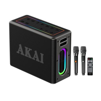 AKAI ABTSW-120 - Coluna sem fios com dois microfones, 80 W, bateria 4000 mAh, IPX6