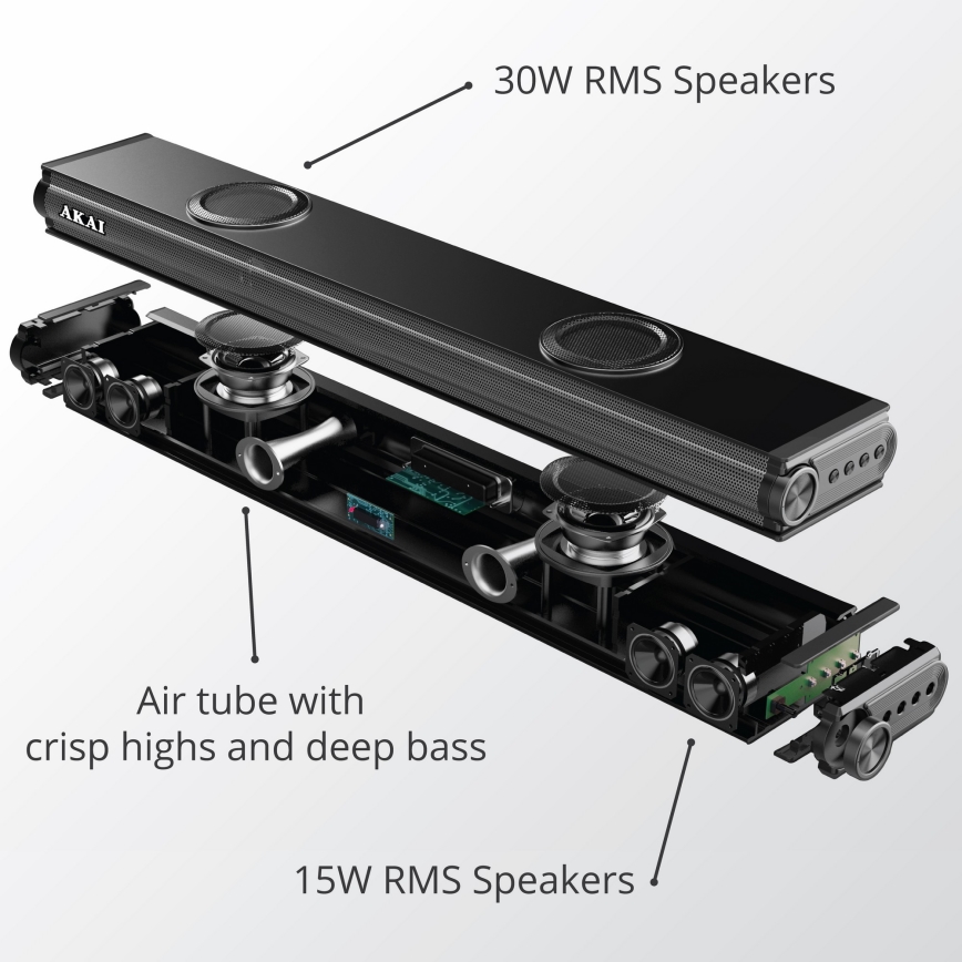 AKAI ASB-29 - Barra de som com subwoofer ativo 120W/230V + comando remoto