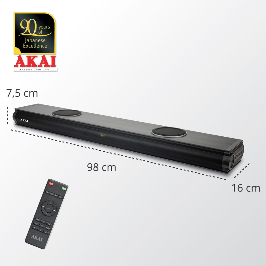 AKAI ASB-29 - Barra de som com subwoofer ativo 120W/230V + comando remoto