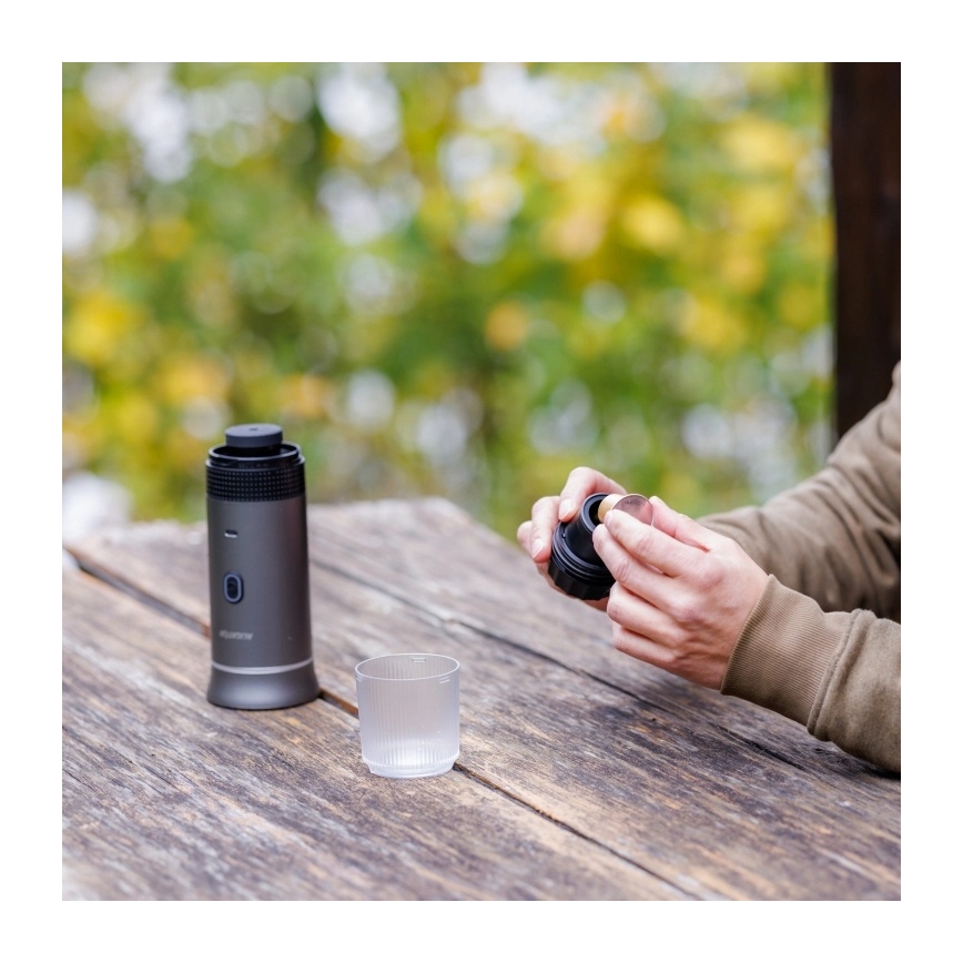 Aligator ACM002 - Cafeteira de viagem recarregável PortaCaffé 3 em 1 72W/7500 mAh cinzenta