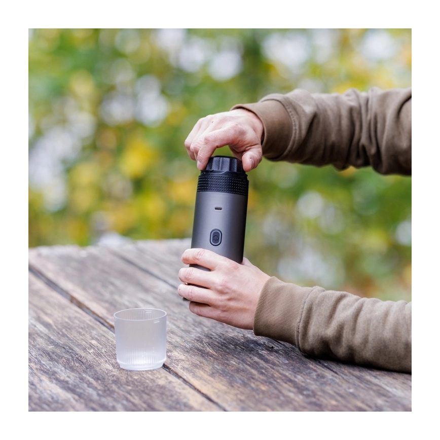 Aligator ACM002 - Cafeteira de viagem recarregável PortaCaffé 3 em 1 72W/7500 mAh cinzenta