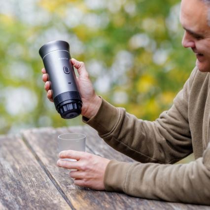 Aligator ACM002 - Cafeteira de viagem recarregável PortaCaffé 3 em 1 72W/7500 mAh cinzenta