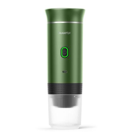 Aligator ACM003 - Cafeteira de viagem recarregável PortaCaffé 3 em 1 72W/7500 mAh verde