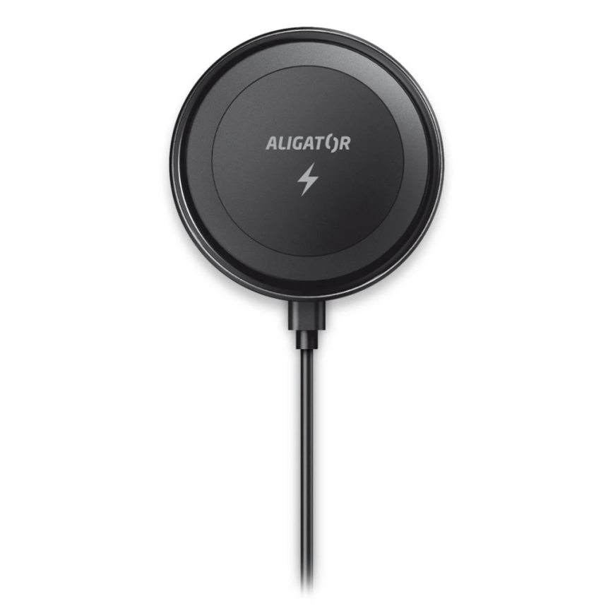 Aligator AMS05BK - Suporte magnético para telemóvel para carro com carregamento sem fios Qi 15W e MagSafe, preto