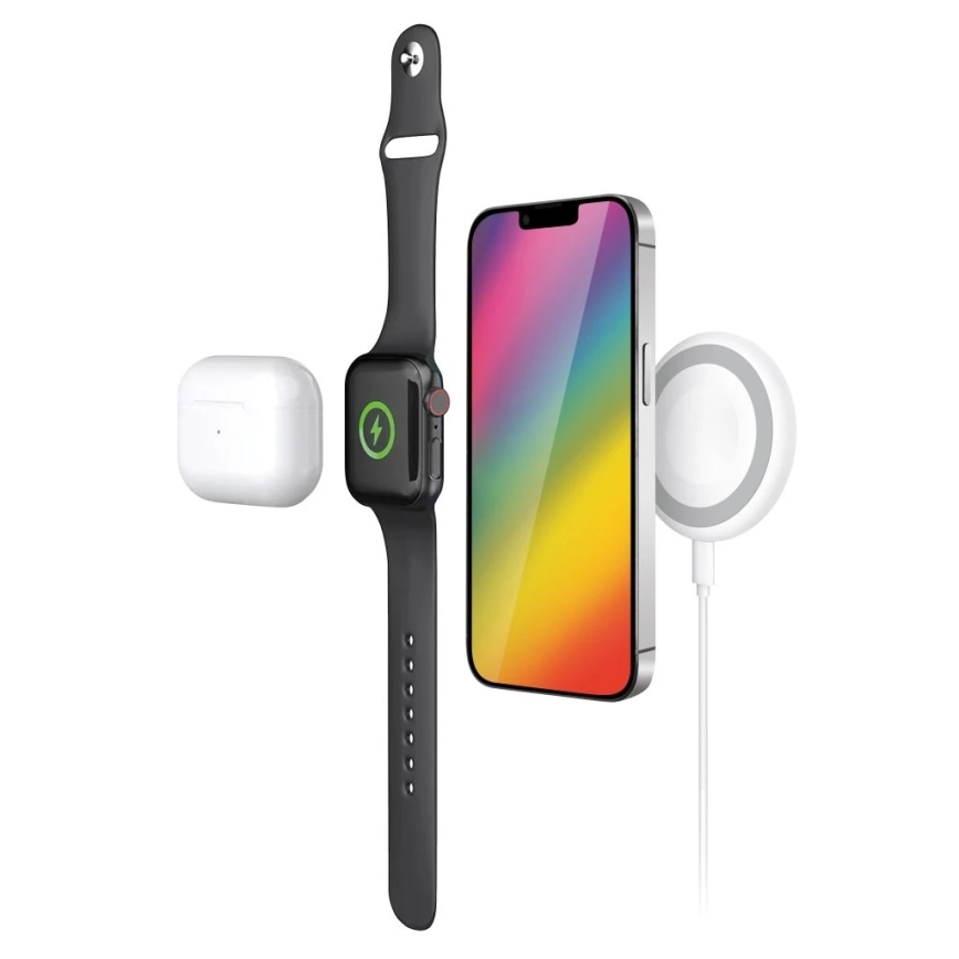 Aligator AMS08WT - Carregador sem fios MagSafe 3 em 1 15W branco