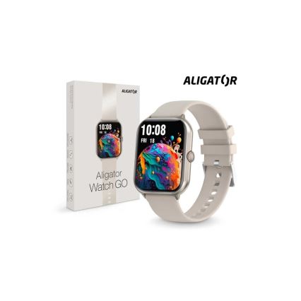 Aligator AW10SR - Relógio inteligente Watch GO 220 mAh IP67 creme