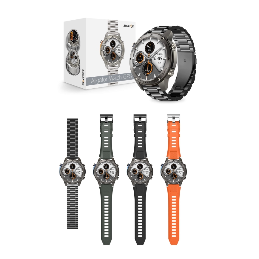 Aligator AW12BK - Relógio inteligente Watch com GPS, 500 mAh, IP69K, preto