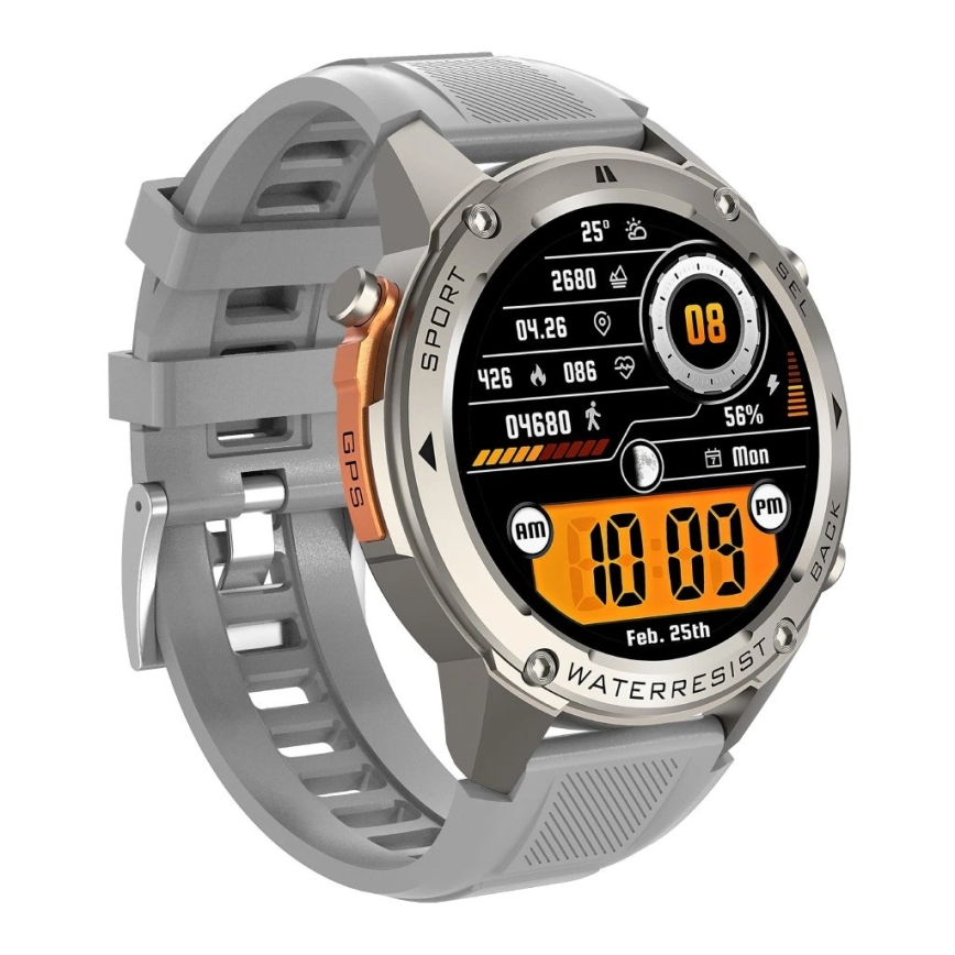 Aligator AW12SR - Smartwatch com GPS, bateria 500 mAh, certificação IP69K, prateado