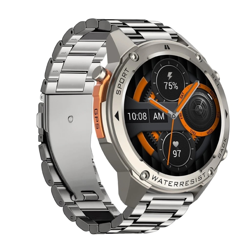 Aligator AW12SR - Smartwatch com GPS, bateria 500 mAh, certificação IP69K, prateado