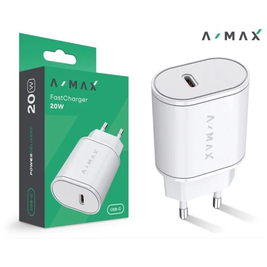 Aligator AX0001V - Adaptador de carga rápida A-MAX Power Delivery 20W USB-C, branco