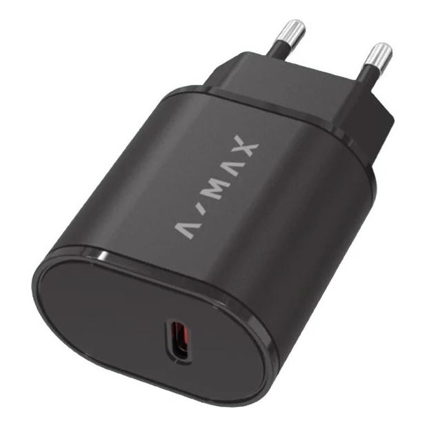 Aligator AX0002V - Adaptador de carregamento rápido A-MAX Power Delivery 20W USB-C, preto