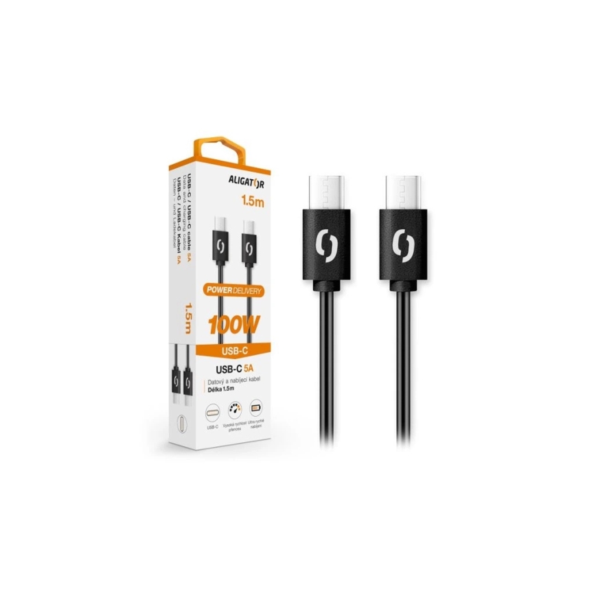 Aligator DATKP46 - cabo USB-C para USB-C 100 W Power Delivery, 1,5 m, preto