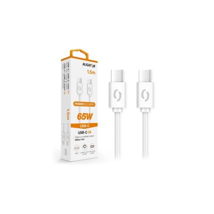 Aligator DATKP49 - Cabo USB-C para USB-C 65W Power Delivery 1,5 m branco