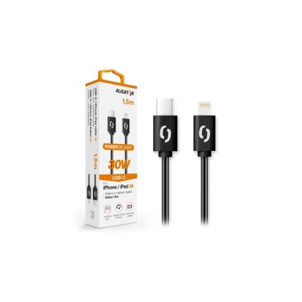 Aligator DATKP50 - cabo USB USB-C / Lightning 30W Power Delivery 1,5m preto