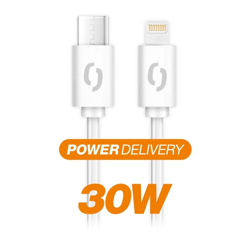 Aligator DATKP57 - cabo USB USB-C / Lightning 30W Power Delivery 0,5m branco